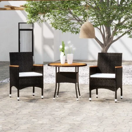 Juego de comedor de jardín 3 piezas ratán sintético negro de vidaXL, Conjuntos de jardín - Ref: Foro24-3058486, Precio: 216,2...