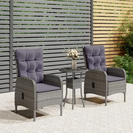 3-teiliges Garten-Bistro-Set aus grauem synthetischem Rattan von vidaXL, Gartensets - Ref: Foro24-3058542, Preis: 341,38 €, R...