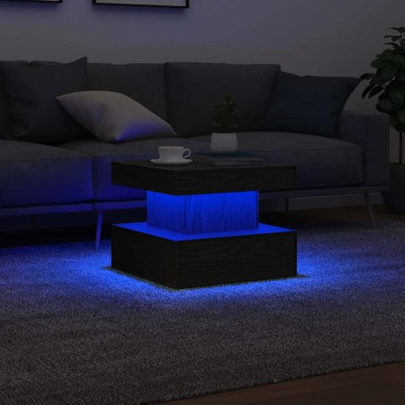 Mesa de centro con luces LED roble negro 50x50x40 cm de , Mesas de centro - Ref: Foro24-862255, Precio: 68,47 €, Descuento: %