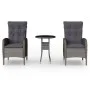 3-teiliges Garten-Bistro-Set aus grauem synthetischem Rattan von vidaXL, Gartensets - Ref: Foro24-3058542, Preis: 341,38 €, R...