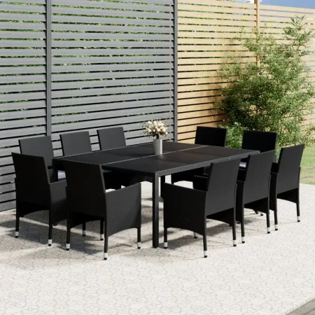 Garden dining set 11 pieces black synthetic rattan by vidaXL, Garden sets - Ref: Foro24-3058562, Price: 877,41 €, Discount: %