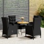 5-Piece Black Synthetic Rattan Garden Bistro Set by vidaXL, Garden sets - Ref: Foro24-3058553, Price: 546,80 €, Discount: %