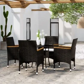 5-Piece Black Synthetic Rattan Garden Dining Set by vidaXL, Garden sets - Ref: Foro24-3058494, Price: 322,11 €, Discount: %