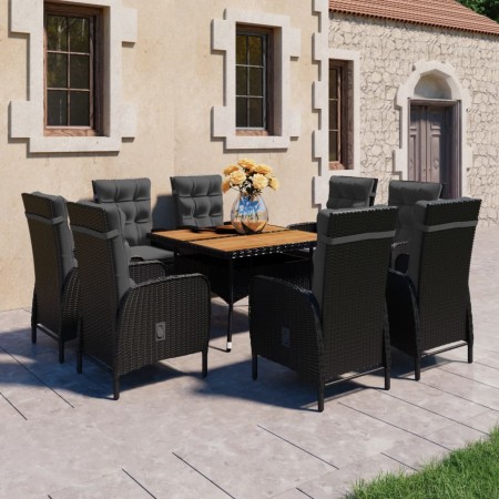 Garten Esstischgarnitur 9tlg. PE Rattan und Akazienholz schwarz von vidaXL, Gartensets - Ref: Foro24-3058533, Preis: 1,00 €, ...