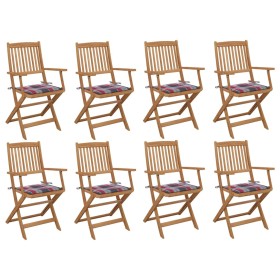 Sillas de jardín plegables 8 uds y cojines madera maciza acacia de , Sillas de jardín - Ref: Foro24-3075098, Precio: 392,14 €