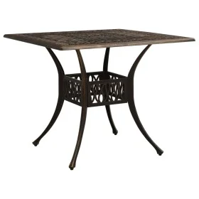 Mesa de jardín aluminio fundido color bronce 90x90x73 cm de vidaXL, Mesas de jardín - Ref: Foro24-315588, Precio: 230,77 €, D...