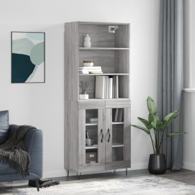 Aparador alto madera contrachapada gris sonoma 69,5x34x180 cm by , Sideboards - Ref: Foro24-3189315, Price: 146,26 €, Discoun...