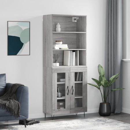 Aparador alto madera contrachapada gris sonoma 69,5x34x180 cm de , Aparadores - Ref: Foro24-3189315, Precio: 150,28 €
