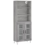 Aparador alto madera contrachapada gris sonoma 69,5x34x180 cm de , Aparadores - Ref: Foro24-3189315, Precio: 150,28 €