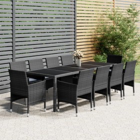 Juego de comedor de jardín 11 piezas ratán sintético gris de vidaXL, Conjuntos de jardín - Ref: Foro24-3058573, Precio: 781,9...