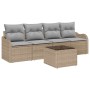 Conjunto de sofá de jardín 5 pcs Beige Poliratán
