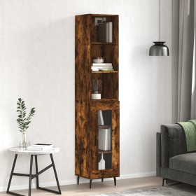 Aparador de madera contrachapada roble ahumado 34,5x34x180 cm de , Aparadores - Ref: Foro24-3189914, Precio: 89,94 €, Descuen...