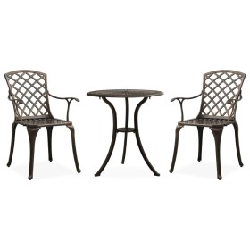 Bistrotisch und Stühle, 3-teilig, Aluminiumguss, bronzefarben von vidaXL, Gartensets - Ref: Foro24-315591, Preis: 340,39 €, R...
