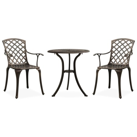 Bistrotisch und Stühle, 3-teilig, Aluminiumguss, bronzefarben von vidaXL, Gartensets - Ref: Foro24-315591, Preis: 340,39 €, R...