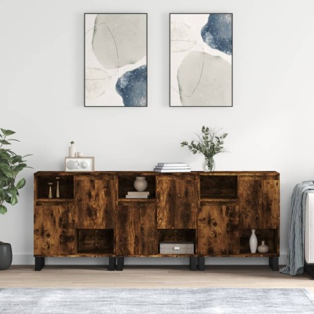 Aparadores 3 uds madera contrachapada roble ahumado de , Aparadores - Ref: Foro24-3190162, Precio: 194,37 €, Descuento: %
