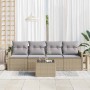 Conjunto de sofá de jardín 5 pcs Beige Poliratán