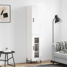 Aparador alto madera contrachapada blanco brillo 34,5x34x180 cm von , Sideboards - Ref: Foro24-3199051, Preis: 114,19 €, Raba...