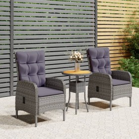 3-teiliges Garten-Essset aus grauem synthetischem Rattan von vidaXL, Gartensets - Ref: Foro24-3058543, Preis: 298,42 €, Rabat...