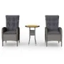 3-piece garden dining set gray synthetic rattan by vidaXL, Garden sets - Ref: Foro24-3058543, Price: 345,50 €, Discount: %