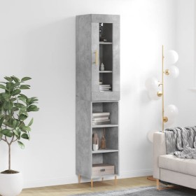 Aparador de madera contrachapada gris hormigón 34,5x34x180 cm by , Sideboards - Ref: Foro24-3199357, Price: 89,50 €, Discount: %
