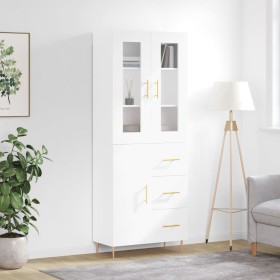 Aparador alto madera contrachapada blanco 69,5x34x180 cm de , Aparadores - Ref: Foro24-3198457, Precio: 184,88 €, Descuento: %