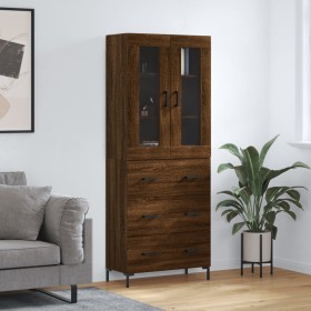 Aparador alto madera contrachapada marrón roble 69,5x34x180 cm de , Aparadores - Ref: Foro24-3198408, Precio: 183,54 €, Descu...