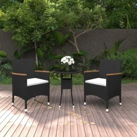 Juego de comedor de jardín 3 piezas ratán sintético negro by vidaXL, Garden sets - Ref: Foro24-3058464, Price: 174,39 €, Disc...
