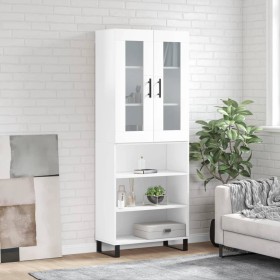 Aparador alto madera contrachapada blanco brillo 69,5x34x180 cm de , Aparadores - Ref: Foro24-3198747, Precio: 162,83 €, Desc...