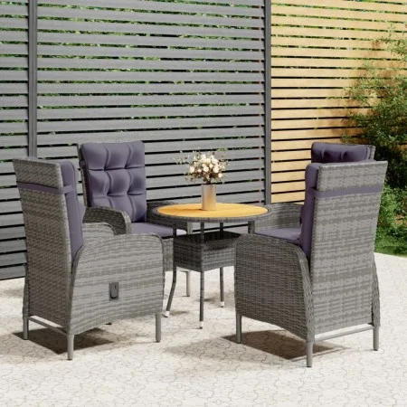 Garden bistro set 5 pieces gray synthetic rattan by vidaXL, Garden sets - Ref: Foro24-3058551, Price: 653,38 €, Discount: %