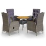 Garden bistro set 5 pieces gray synthetic rattan by vidaXL, Garden sets - Ref: Foro24-3058551, Price: 566,04 €, Discount: %