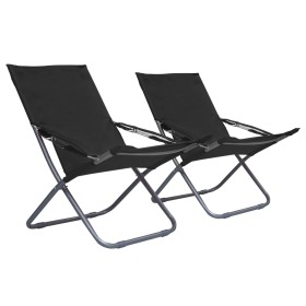 Sillas de playa plegables 2 unidades tela negro de , Sillas de jardín - Ref: Foro24-47903, Precio: 124,98 €, Descuento: %
