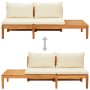 Banco de jardín y mesa cojines crema madera maciza de acacia von , Modulare Sofas für den Außenbereich - Ref: Foro24-316314, ...