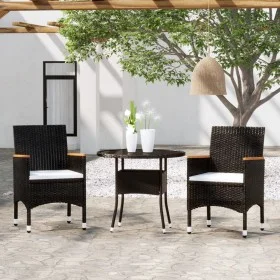 3-Piece Black Synthetic Rattan Garden Dining Set by vidaXL, Garden sets - Ref: Foro24-3058484, Price: 220,21 €, Discount: %