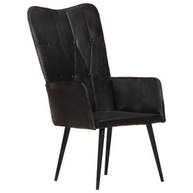 Sillón orejero de cuero auténtico negro by , Armchairs - Ref: Foro24-339650, Price: 121,48 €, Discount: %