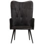 Sillón orejero de cuero auténtico negro de , Sillones - Ref: Foro24-339650, Precio: 121,48 €, Descuento: %