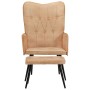 Sillón orejero con reposapiés cuero auténtico crema canela by , Armchairs - Ref: Foro24-339667, Price: 104,93 €, Discount: %