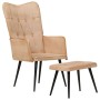 Sillón orejero con reposapiés cuero auténtico crema canela by , Armchairs - Ref: Foro24-339667, Price: 104,93 €, Discount: %