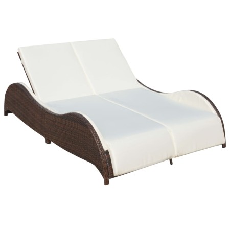 Tumbona doble con cojín de ratán sintético marrón by , Loungers - Ref: Foro24-41976, Price: 403,43 €, Discount: %