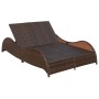 Tumbona doble con cojín de ratán sintético marrón by , Loungers - Ref: Foro24-41976, Price: 403,43 €, Discount: %