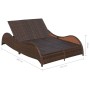 Tumbona doble con cojín de ratán sintético marrón by , Loungers - Ref: Foro24-41976, Price: 403,43 €, Discount: %