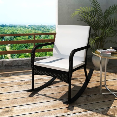 Silla mecedora de jardín ratán sintético negro de , Sillas de jardín - Ref: Foro24-42493, Precio: 91,57 €