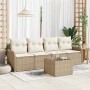 Conjunto de sofá de jardín 5 pcs Beige Poliratán