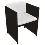 Mesa y sillas bistró jardín 3 pzas y cojines poli ratán marrón de , Conjuntos de jardín - Ref: Foro24-42485, Precio: 229,54 €