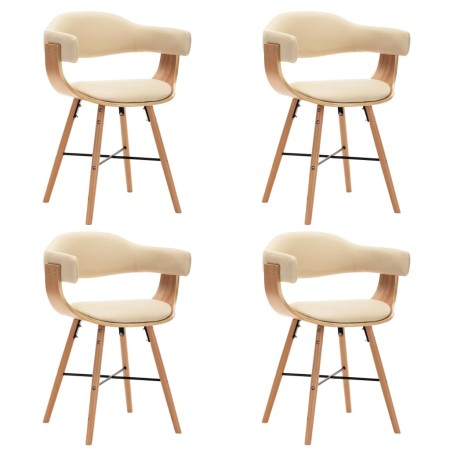 Sillas de comedor 4 uds cuero sintético y madera curvada crema by , dining chairs - Ref: Foro24-279497, Price: 602,58 €, Disc...