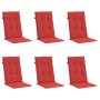 Cojín silla de jardín respaldo alto 6 uds tela rojo 120x50x3 cm by , Cushions for chairs and sofas - Ref: Foro24-314110, Pric...