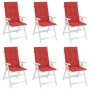 Cojín silla de jardín respaldo alto 6 uds tela rojo 120x50x3 cm by , Cushions for chairs and sofas - Ref: Foro24-314110, Pric...