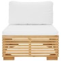 Sofá central jardín con cojines madera maciza teca color crema by , Modular outdoor sofas - Ref: Foro24-319156, Price: 173,01...