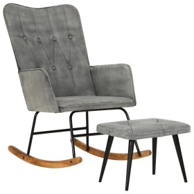 Mecedora con taburete lona vintage gris by , Rocking chairs - Ref: Foro24-339701, Price: 114,12 €, Discount: %