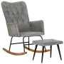 Mecedora con taburete lona vintage gris de , Mecedoras - Ref: Foro24-339701, Precio: 114,12 €, Descuento: %