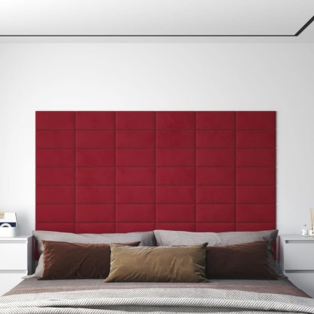 Paneles de pared 12 uds terciopelo rojo tinto 30x15 cm 0,54 m² de , Recubrimiento de paredes - Ref: Foro24-343783, Precio: 21...